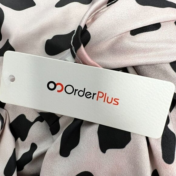 OC Order Plus Womens Pink Leopard Print Long Sleeve High Low Tunic Top Sz Small - Picture 9 of 9